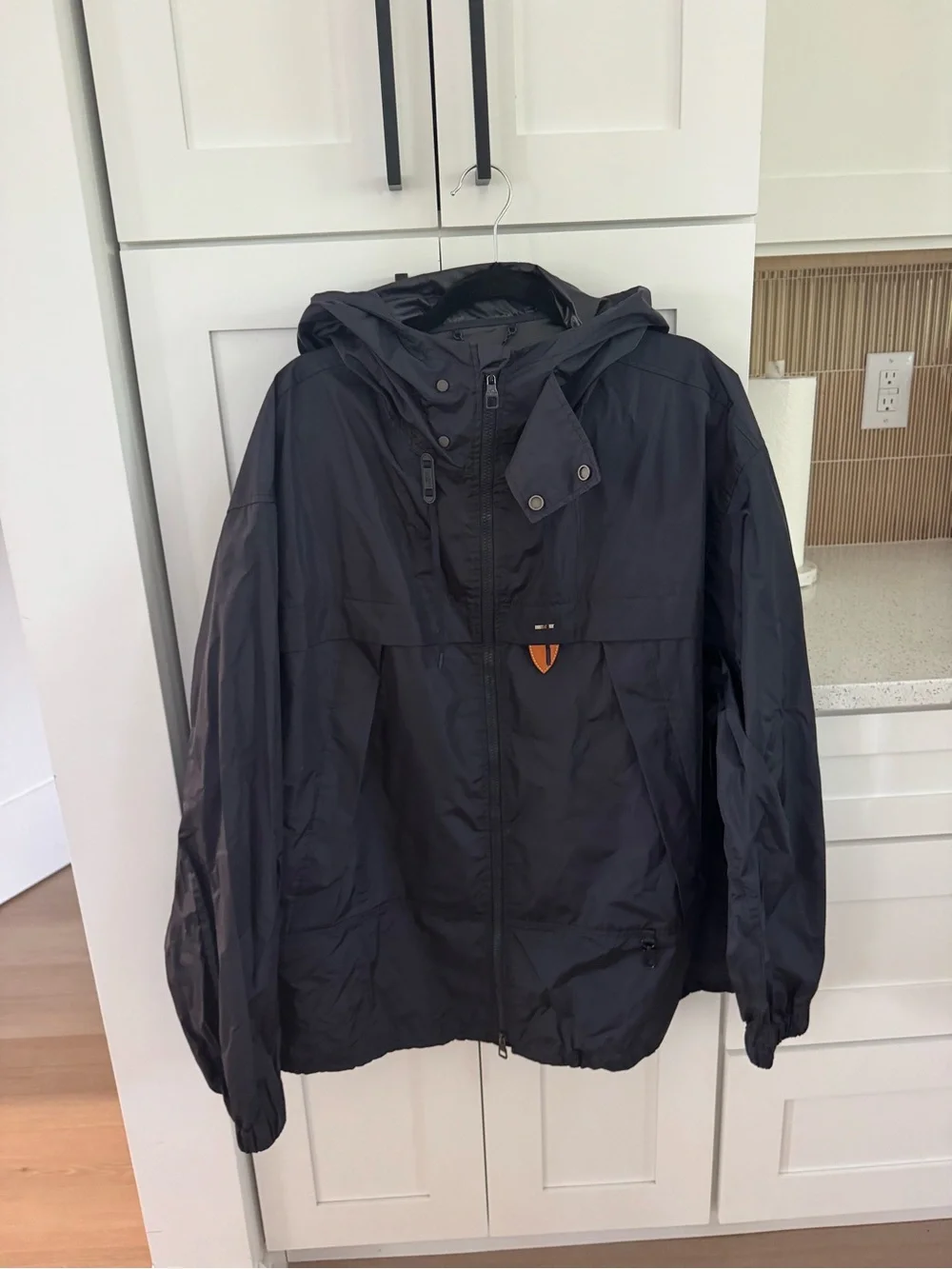 Black Lightweight Hooded Windbreaker Jacket